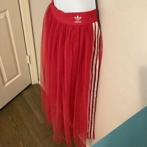 Adidas Long Red Tule Skirt Size Small
